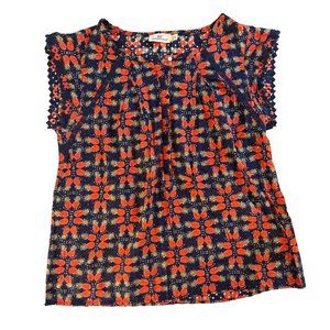 Vineyard Vines Textured Pineapple Blouse Navy Blue Blouse Top Size Medium